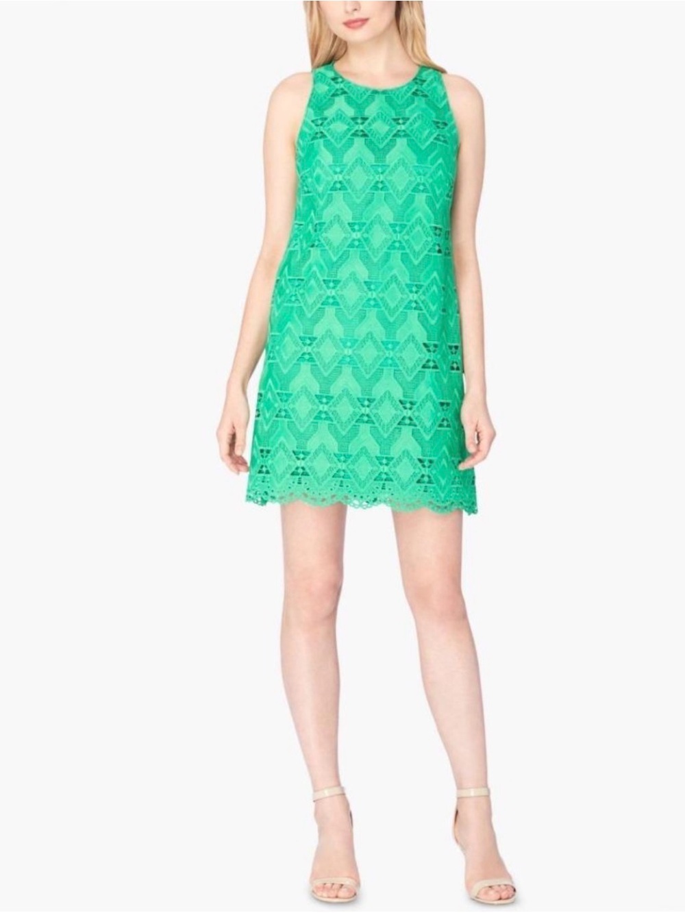 Bright Green Tahari Lace Shift Dress